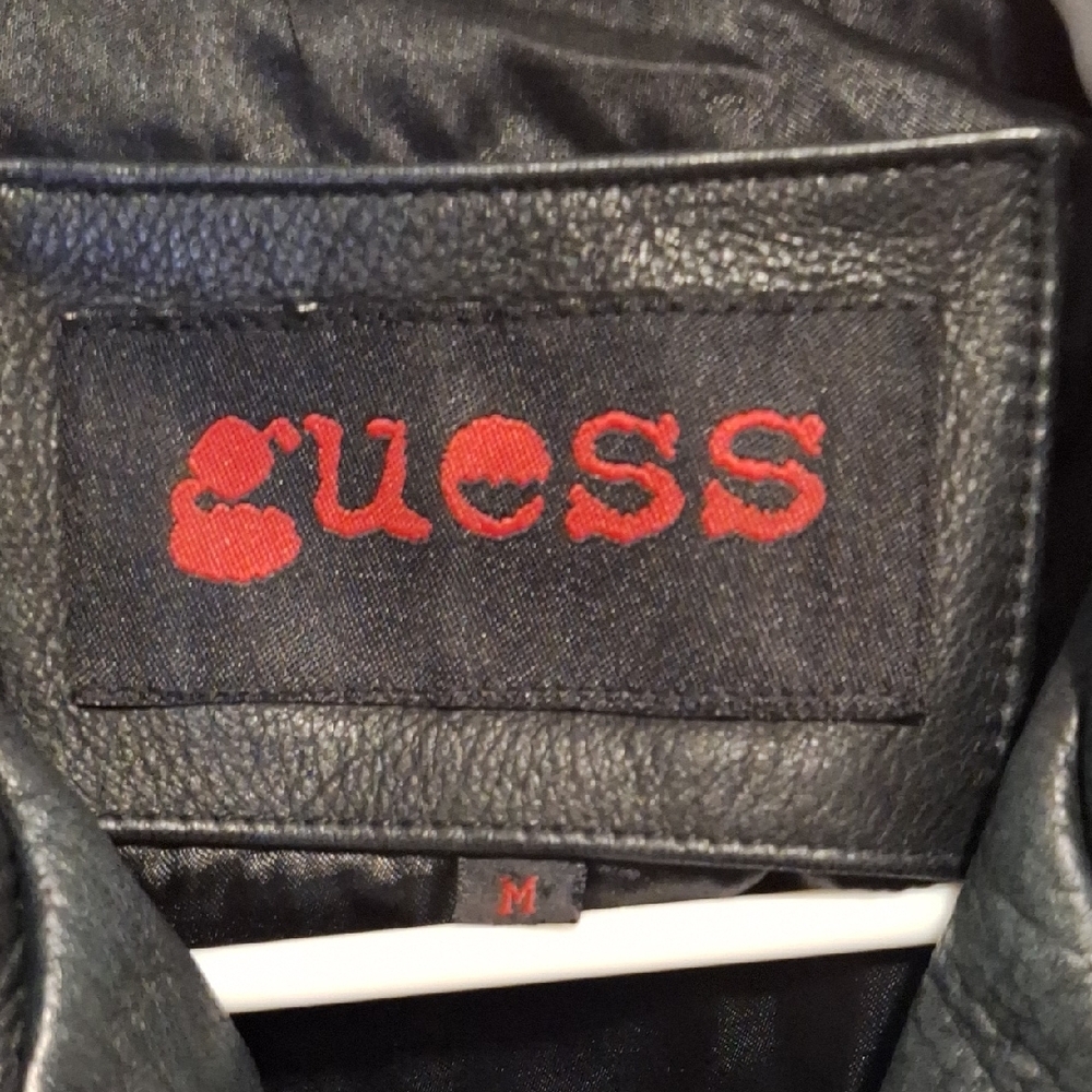 Guess Men's Black Leather Bomber Jacket - Picture 10 of 10